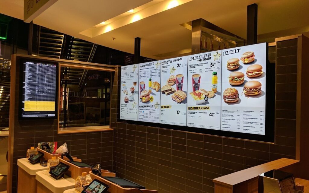 digital menu board at restaurant
