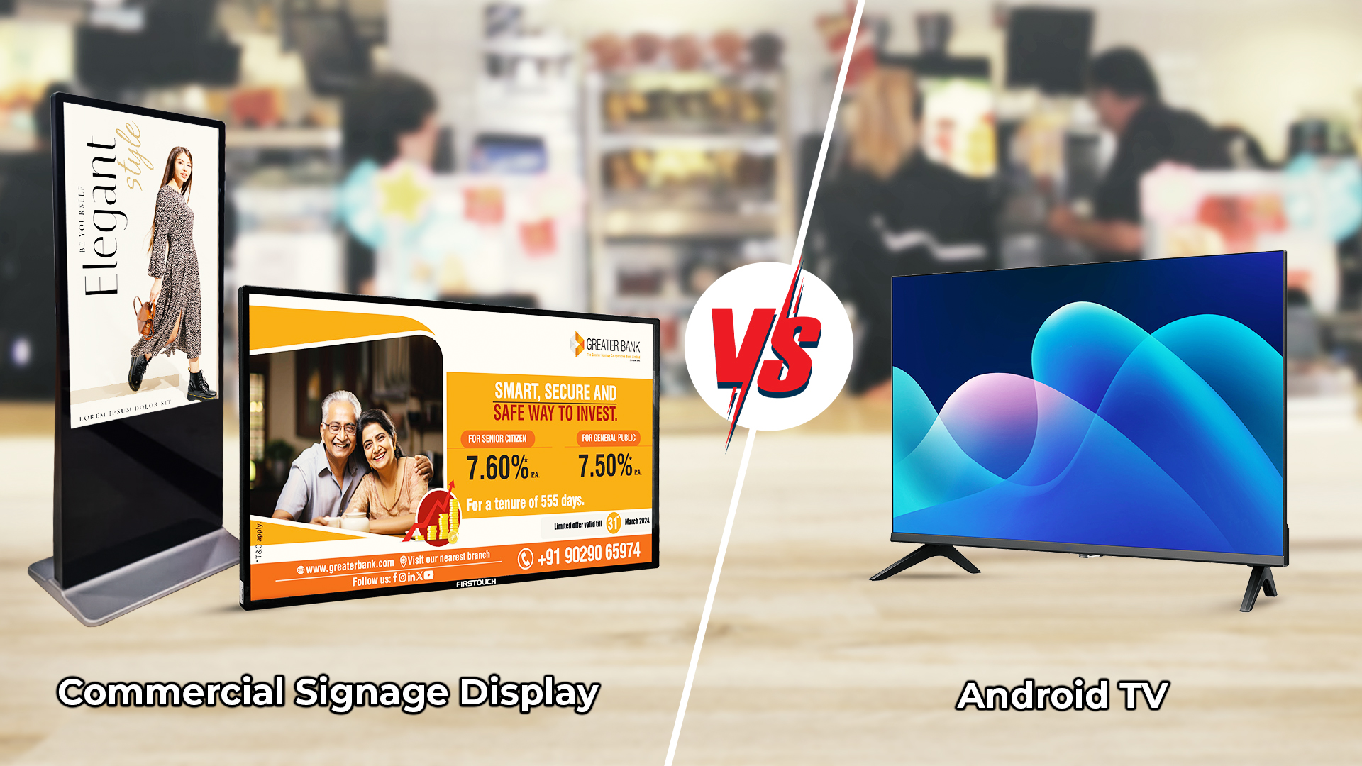 Difference between digital signage display vs android tv