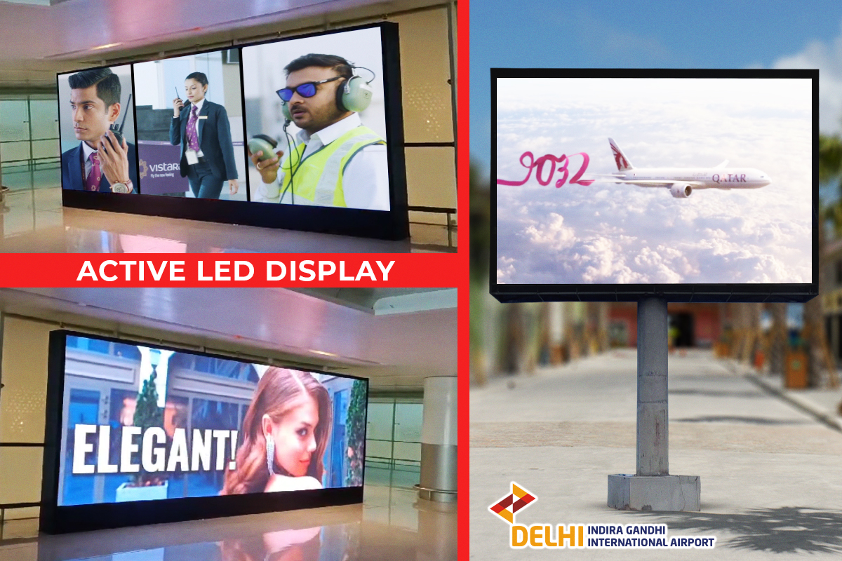 indoor active led display at IGI Airport