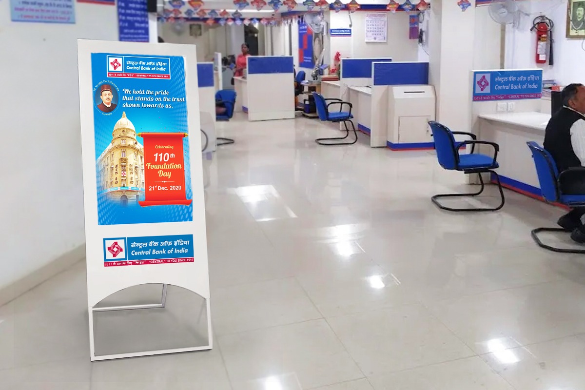 Firstouch Deployed Innovative Digital Standee at Central Bank of India