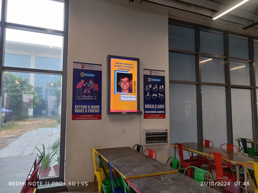 digital notice board at cafeteria