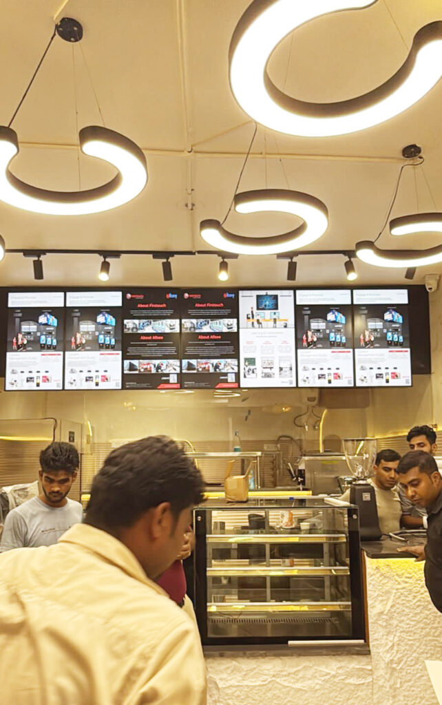 digital menu board display at dakoti baker cafe