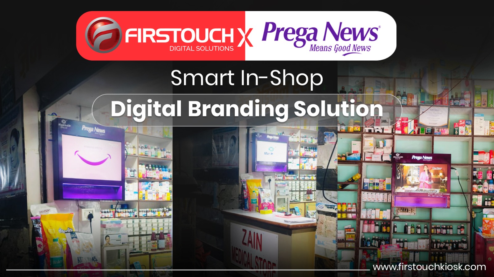 Prega News’ In-Shop Visibility with Custom Digital Branding Displays