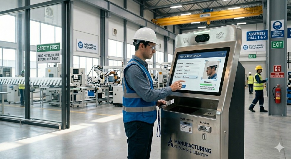 Visitor Management Kiosk System at Manufacturing Plant