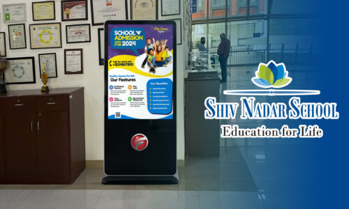 Digital standee display at shiv nadar school noida