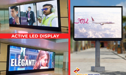 indoor active led display at IGI Airport