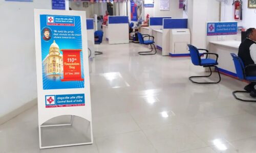 Firstouch A frame Digital Standee at Central Bank of India